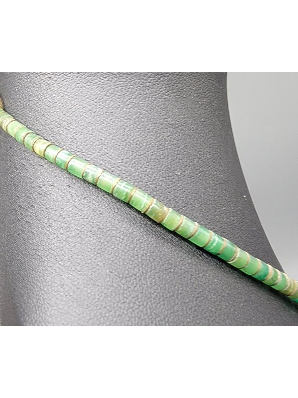 Vintage Southwestern Green Turquoise Heishi Disc Bead Necklace 16" 1970s - Picture 9 of 15